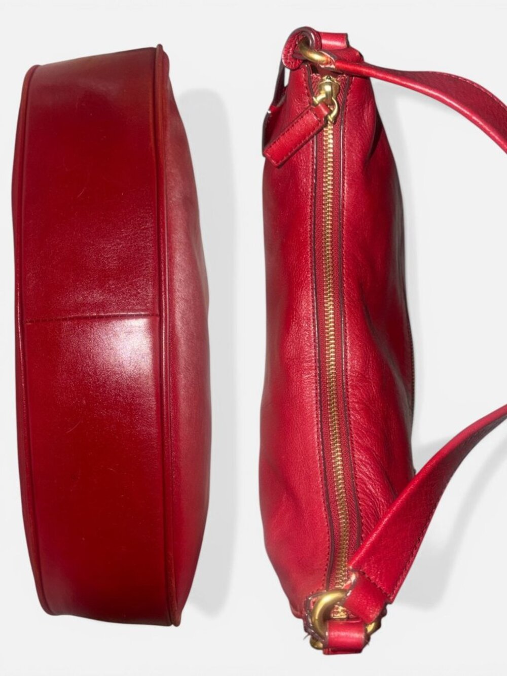 Fossil Memoir Hobo ZB5475 Regal Red All Leather Slouchy Shoulder Bag Key Charm - Picture 7 of 11